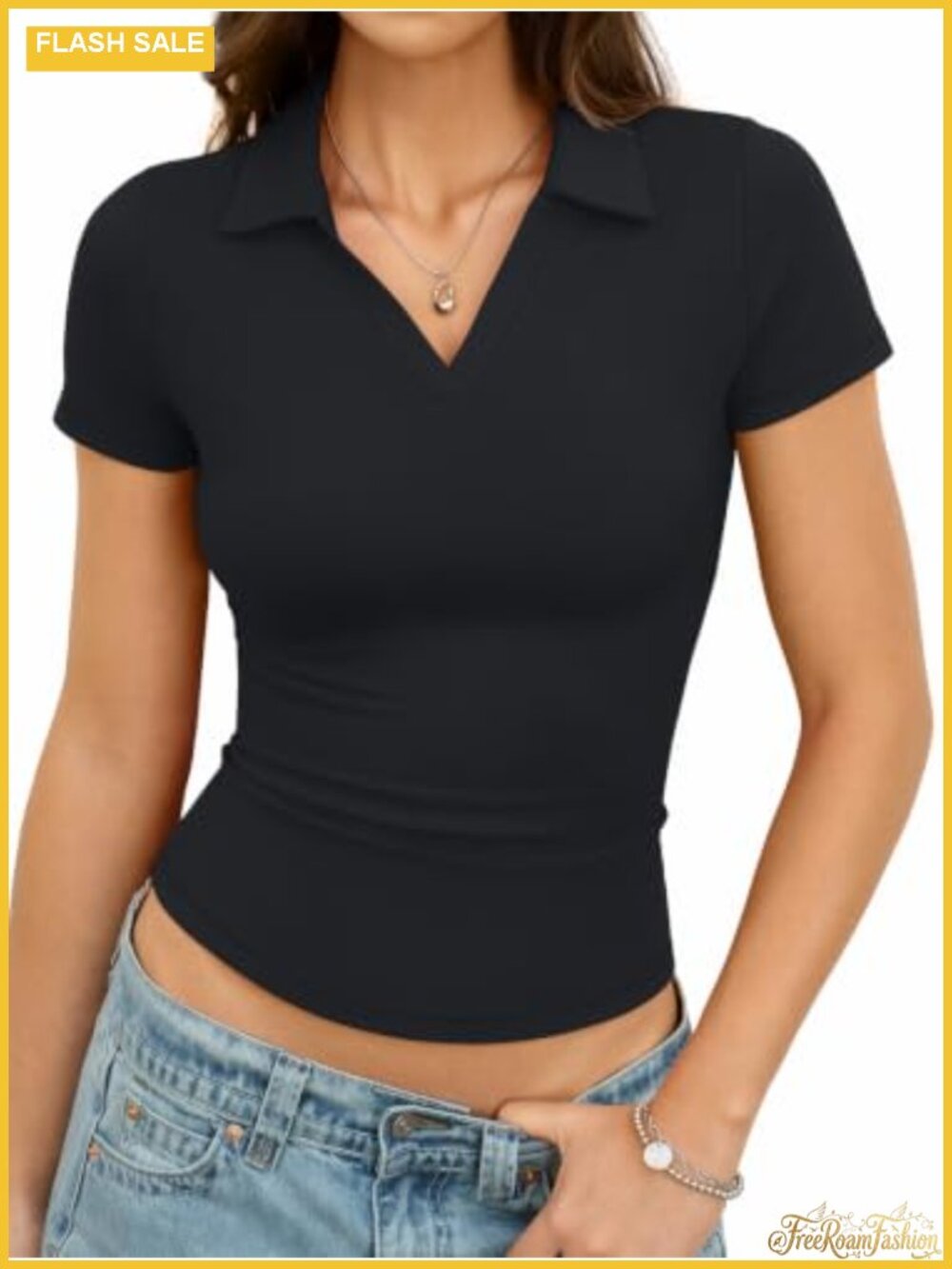 EasyGala Cotton Polo Shirt Short Sleeve V-Neck Fitted Business Casual